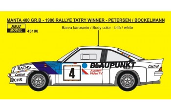 Decal – Opel Manta 400 Gr.B - 1986 Rallye Tatry winner - Petersen / Bockelmann 1/43